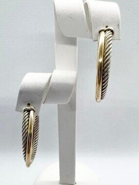 David Yurman Crossover Medium Hoop Earrings With 18k Gold